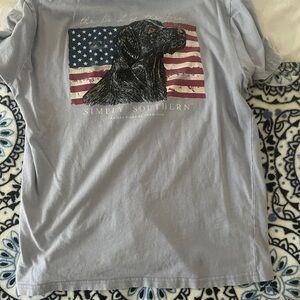 Simply Southern Blue T-Shirt with Patriotic Dog Graphic